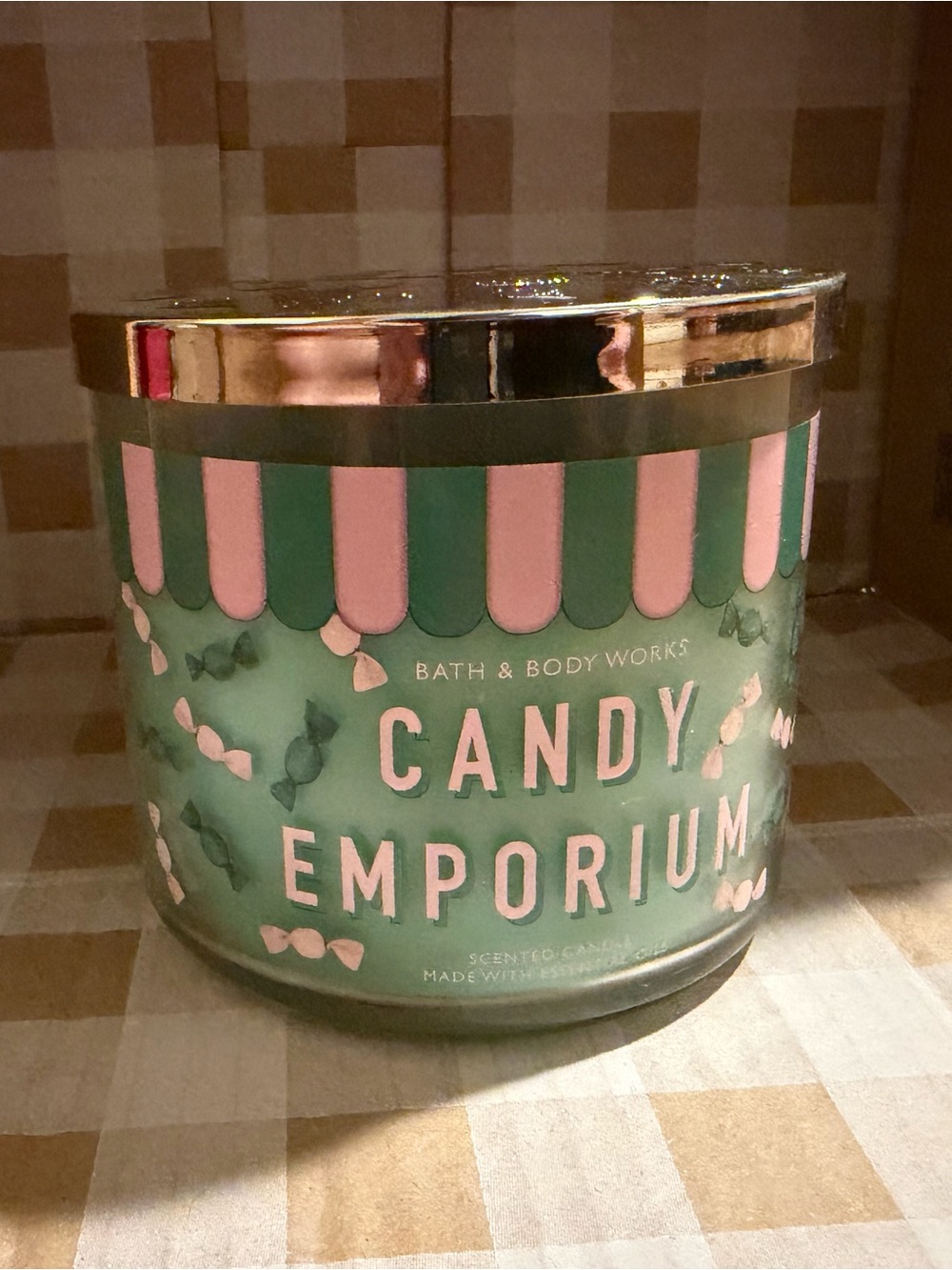 Bath & Body Works Candy Emporium Candle - Mint Green & Pink